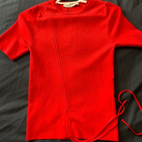 NWT ZARA knit sweater top with drawstring - Picture 3 of 8